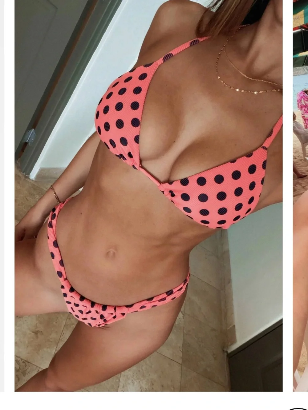 Beach Riot Winona Top and Soleil Bottom Set in Peachberry Dot Size XS NWT